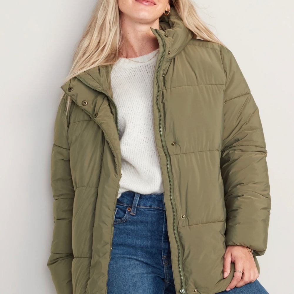Sage green puffer coat
